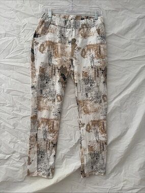 Tina Steven’s Made in Italy Printed Women's Trousers in Cream and Brown